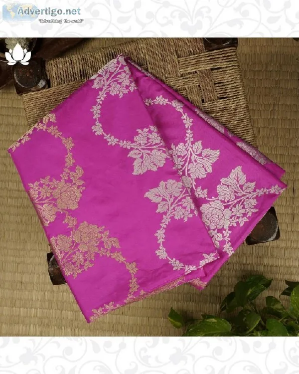 Banarasi Silk Jaal Pink Saree at Brand Mandir