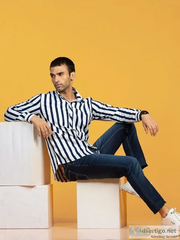 Order best stripe shirt for men online at beyoung