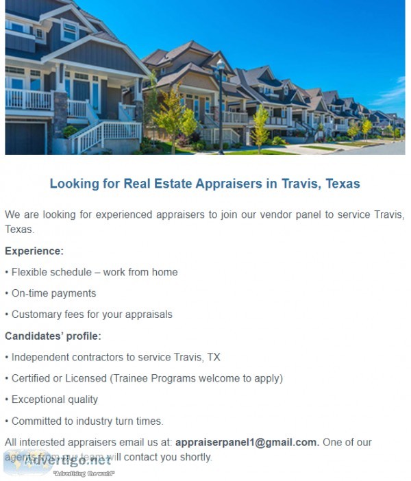 Looking for Real Estate Appraisers in Travis TX