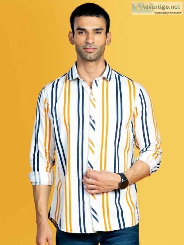 Order best stripe shirt for men online at beyoung
