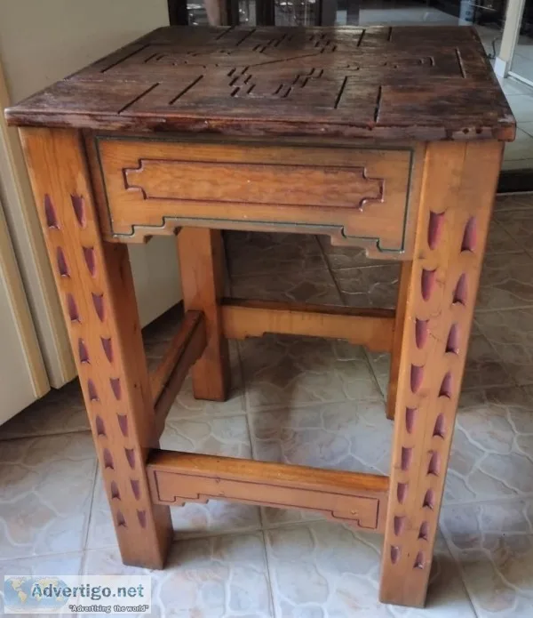 Hand Carved Mahogany Side  Accent Table