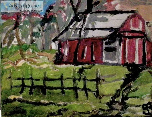 Old Barn Scene 26 GG &ndash 5&rdquo x 7&rdquo Canvas Painting