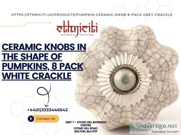 Ceramic Knobs in the Shape of Pumpkins 8 Pack White Crackle
