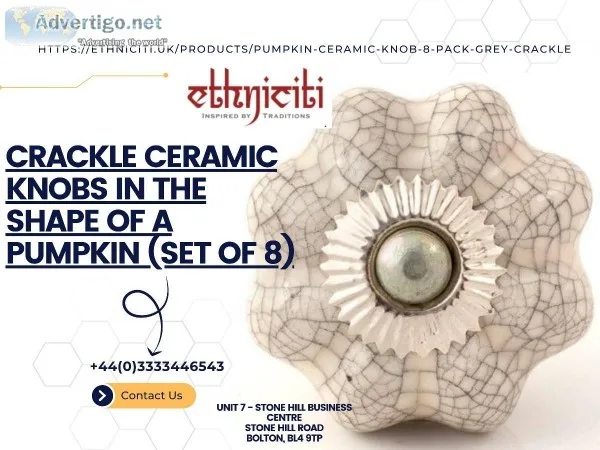Crackle Ceramic Knobs in the Shape of a Pumpkin (Set of 8)