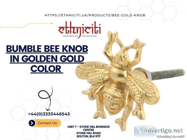 Bumble Bee Knob in Golden Gold Color  Ethniciti