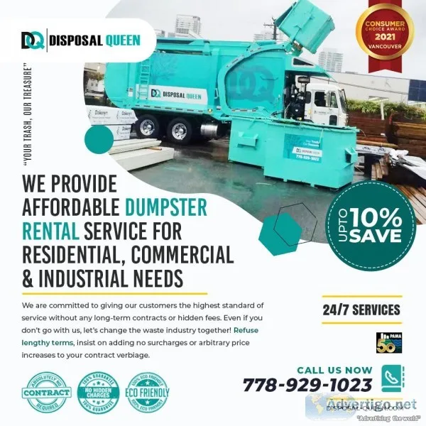 Affordable dumpster rental service for residential commercial an