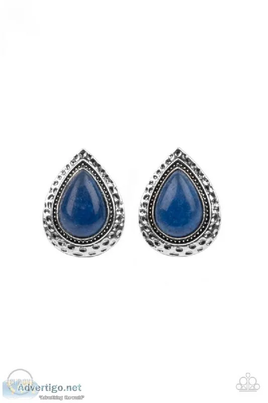 Paparazzi Accessories Online  Desert Glow - Blue Earring-Clip On