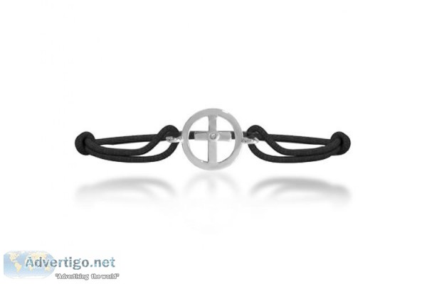 Cross bracelet with single diamond set in silve