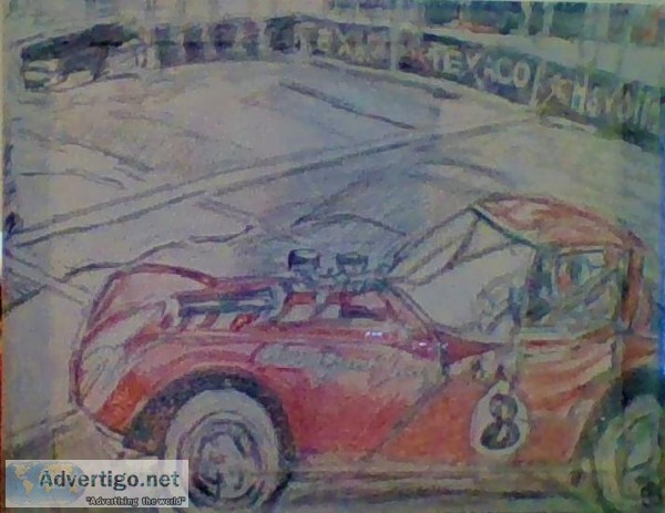 Old Race Car &ndash 11&Prime x 14&Prime Canvas Colored Pencil