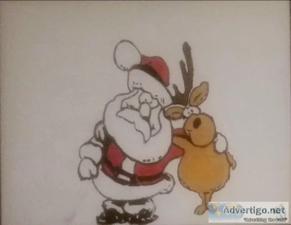 Santa and Rudolph GG - 16&quot x 20&quot Canvas Painting