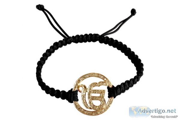 Auspicious Ik Onkaar Diamond Bracelet In 14k Gold With 21mm Char