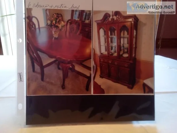 Dining table chairs and hutch
