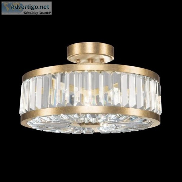 Fine Art Crystal Enchantment 16in Round Semi Flush Mount  Luxury