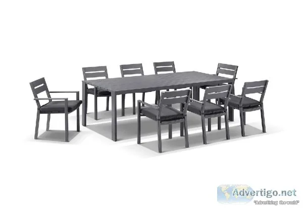 Buy Capri 9 Pcs Aluminium Dining Setting In Charcoal