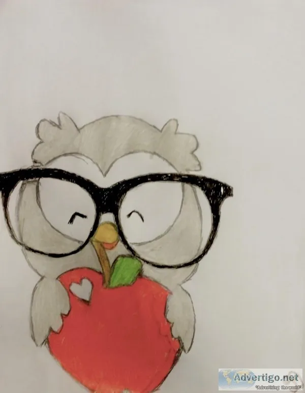 Owl In Fall Glasses GG &ndash 8&rdquo x 11&rdquo Colored Pencil