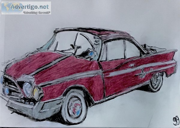 Old Crimson Convertible Mustang &ndash 9&rdquox 12&rdquo Colored