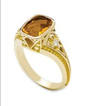 Lost Ring - yellow gold with large yellow  orange stone