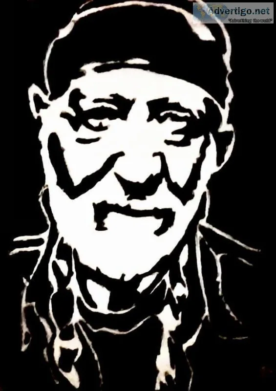 Black and White Willie Nelson GG- 8&rdquo x 11&rdquo Black Penci