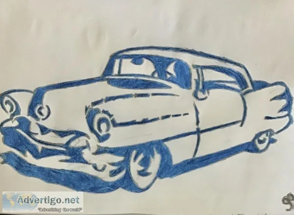 Old Blue Chevy GG 40 &ndash 9&rdquo x 12&rdquo Colored Pencil