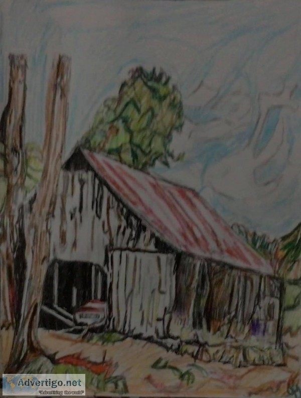 Old Autumn Country Barn Scenery 14 GG &ndash 8&rdquo x 11&rdquo 