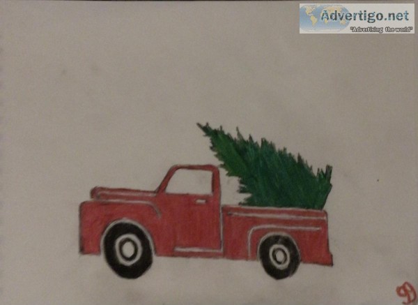 Old Chevy Truck With Christmas Tree GG &ndash 9&rdquo x 12&rdquo