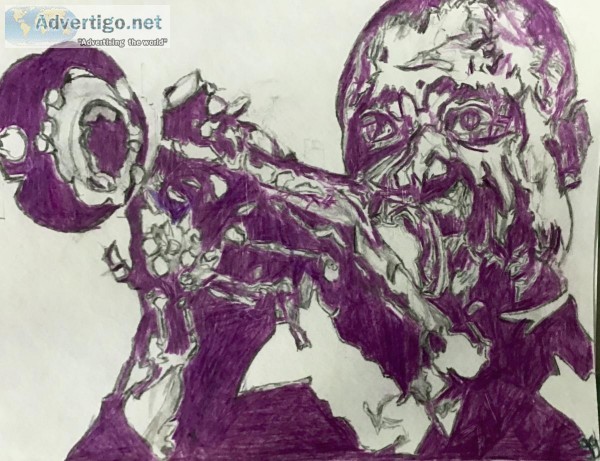 Louis Armstrong Purple GG &ndash 9&rdquo x 12&rdquo Colored Penc