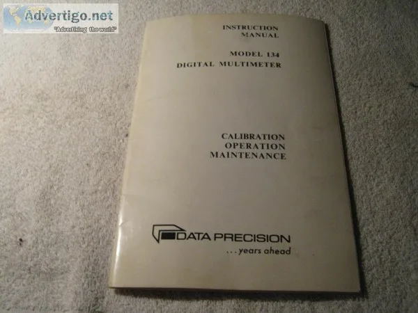 DATA PRECISION MODEL 134 Digital Multimeter &ndash Instruction C