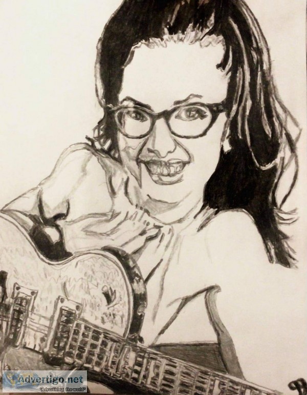 Lisa Loeb Playing Guitar GG &ndash 8&Prime x 11&Prime Black Penc