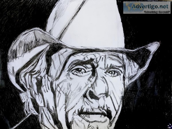 Merle Haggard GG 60 &ndash 9&rdquo x 12&rdquo Dark Black Pencil