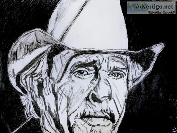 Merle Haggard GG 60 &ndash 9&rdquo x 12&rdquo Dark Black Pencil