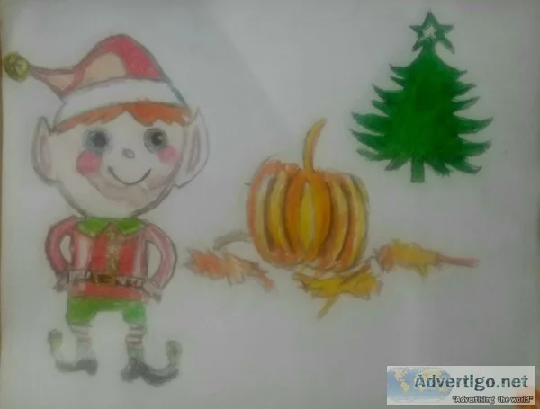 Holiday Elf Art and Christmas Tree GG &ndash 9&Prime x 12&Prime 