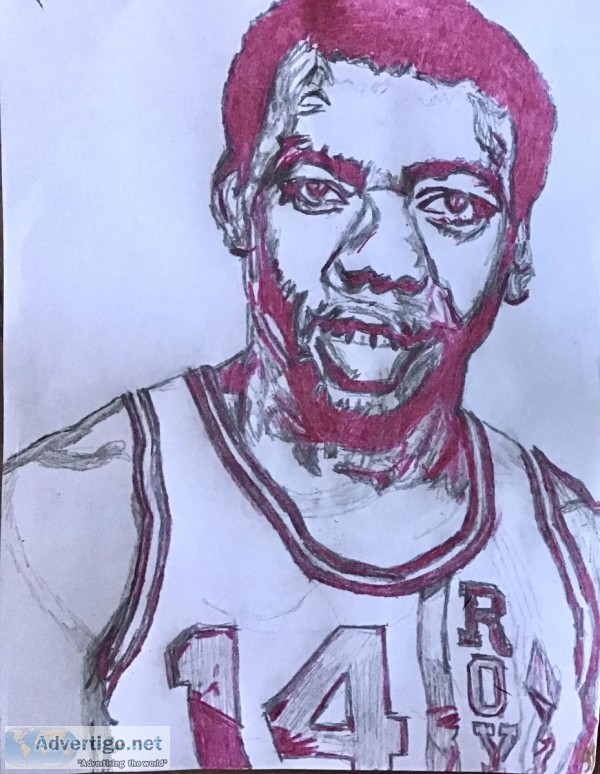 Basketball Dr. Jay GG &ndash 8&rdquo x 11&rdquo Colored Pencil