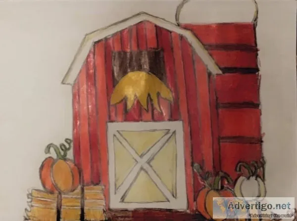 Old Autumn Barn With Pumpkins 2020 GG &ndash 9&rdquo x 12&rdquo 