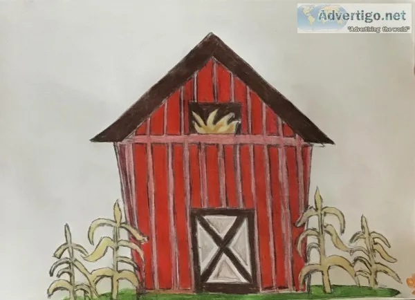 Autumn Fall Barn With Decor GG &ndash 9&rdquo x 12&rdquo Colored