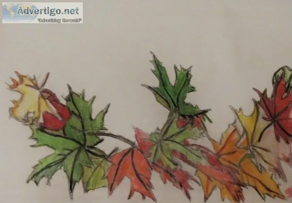 Autumn Fall Leaves GG 94 &ndash 9&rdquo x 12&rdquo Colored Penci