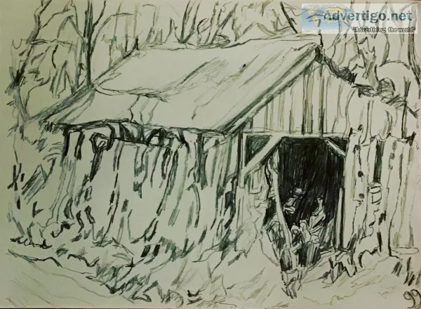 Old Black and White Country Barn 7 &ndash 9&rdquo x 12&rdquo Pen