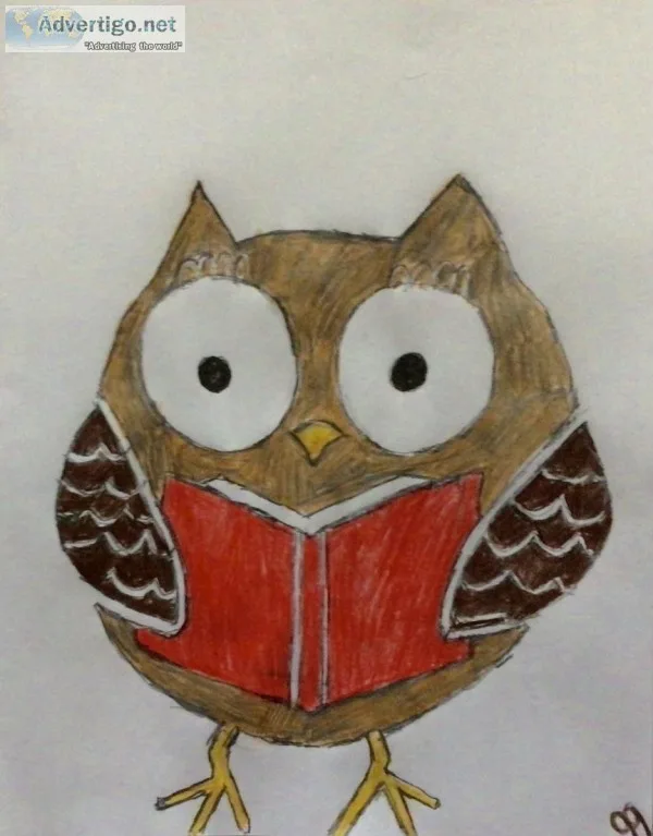 Fall Owl Reading A Book GG &ndash 8&rdquo x 11&rdquo Colored Pen