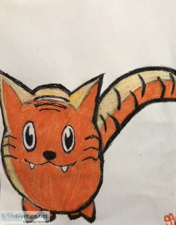 Old Autumn Orange Kitten GG &ndash 8&rdquo x 11&rdquo Colored Pe