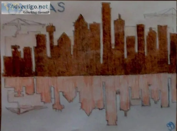 Dallas City Skyline 2 GG &ndash 8&Prime x 11&Prime Colored Penci