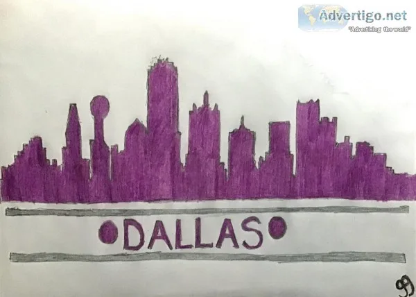 Dallas City Skyline GG &ndash 9&rdquo x 12&rdquo Colored Pencil