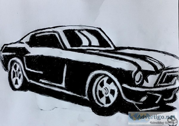 Old Black and White Chevy Mustang GG 46 &ndash 9&rdquo x 12&rdqu