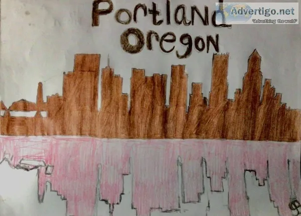 Portland Oregon City Skyline GG &ndash 9&rdquo x 12&rdquo Colore