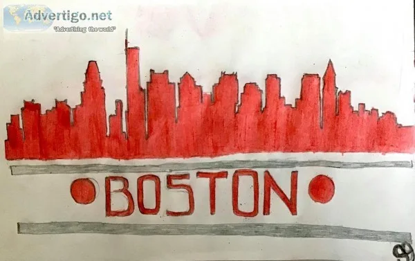 Boston City Skyline GG &ndash 9&rdquo x 12&rdquo Colored Pencil