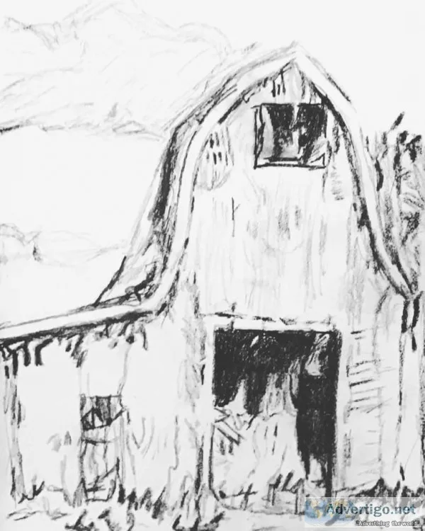 Old Country Barn Black and White &ndash 9&Prime x 12&Prime Charc