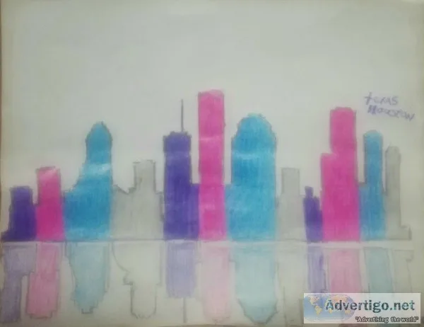 Houston City Skyline In Winter Colors GG &ndash 8&Prime x 11&Pri
