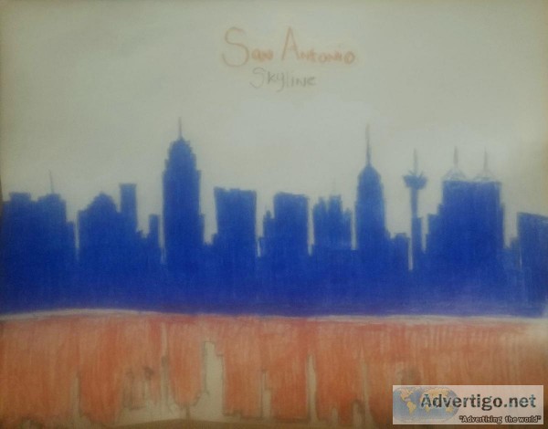 Handmade San Antonio Skyline GG &ndash 8&Prime x 11&Prime Colore