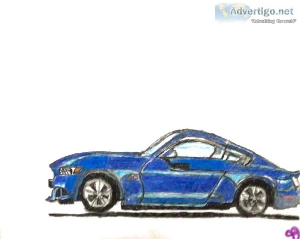 Old Dark Blue GT 500 GG &ndash 8&Prime x 11&Prime Colored Pencil
