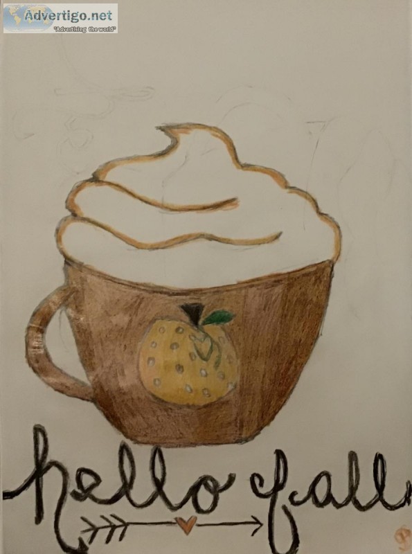 Pumpkin Spice Autumn Fall Latte Art GG &ndash 9&rdquo x 12&rdquo