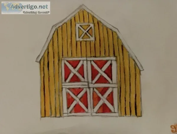 Autumn Orange Gold Barn 22 &ndash 9&rdquo x 12&rdquo Colored Pen