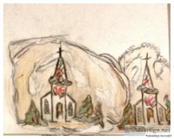 Old Stained Glassed Church &ndash 9&Prime x 12&Prime Colored Pen